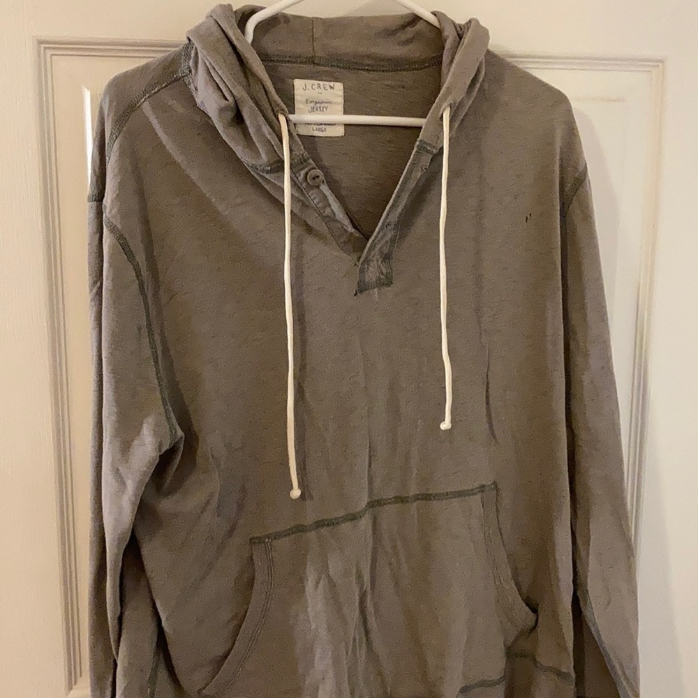 J.Crew Ringspun Jersey Men's Gray Hoodie Sz:L